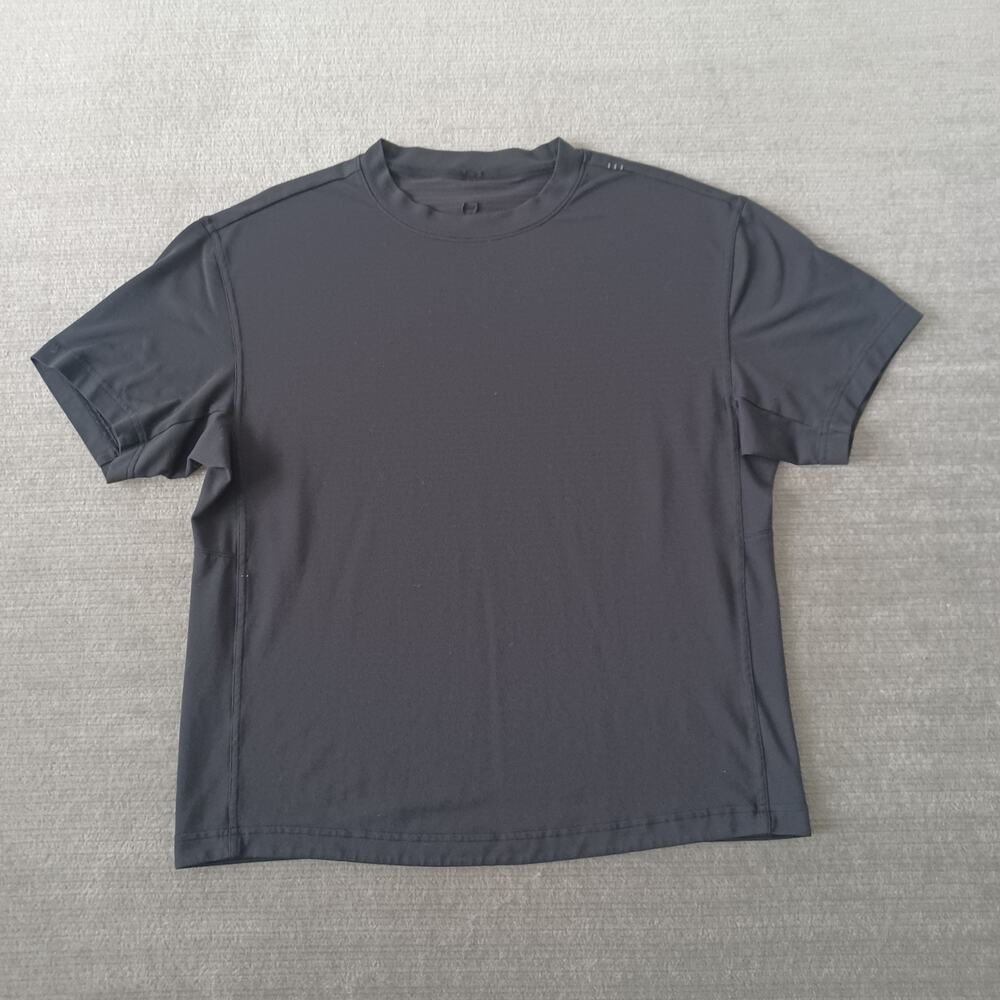 Lululemon Womens Relaxed Fit Shirt Black Large Crew Neck Short Sleeve Box Fit